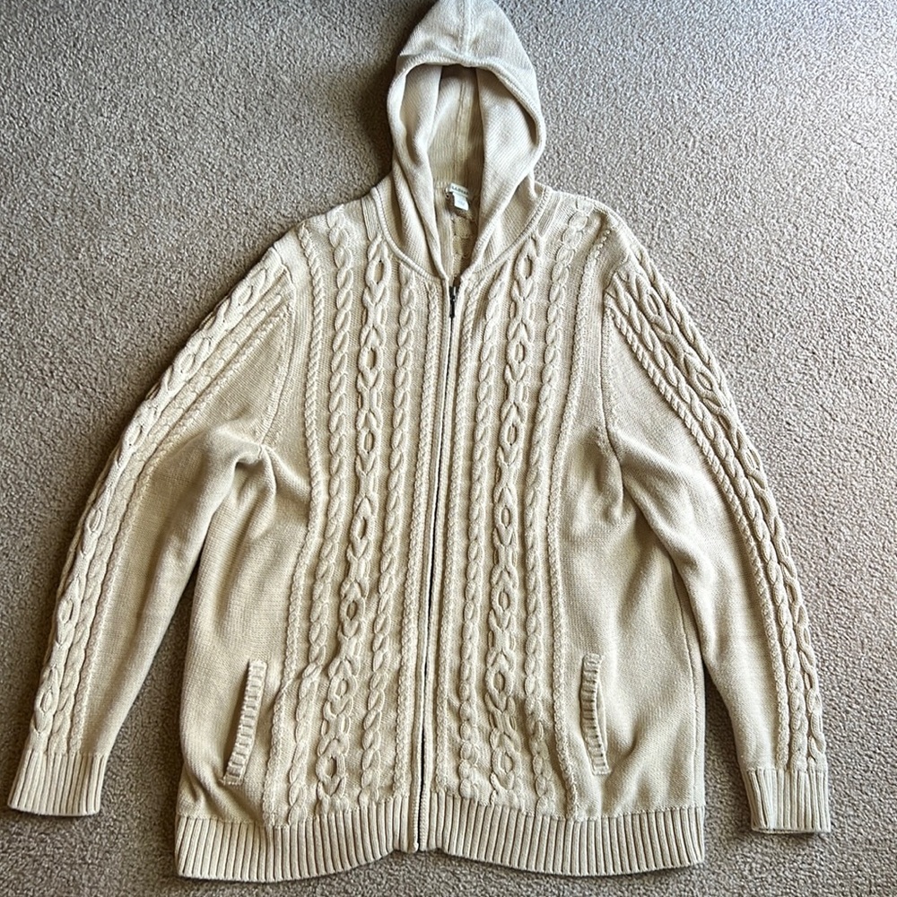 Womens plus khaki cable knit cardigan, size 2XL!
